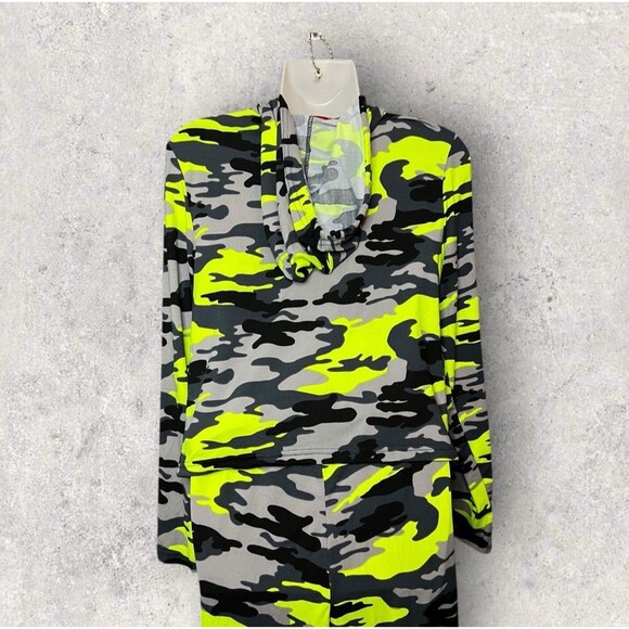 Roma Concepts Urban Camo 1X Neon Dry Fit Hooded Tracksuit Neon Green Black - Picture 2 of 4